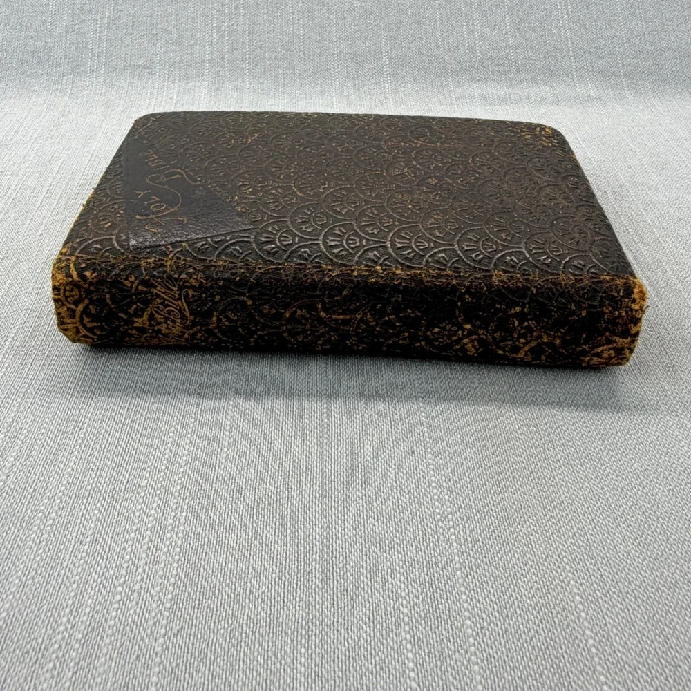 Vintage Eyre & Spottiswoode Holy Bible Leather KJV Embossed Pocket Pearl c 1873